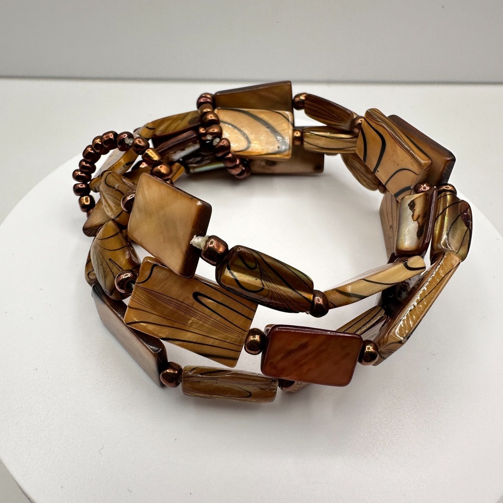 Vintage 90s Chunky Bead Stretch Bracelet - Boho Women's Jewelry